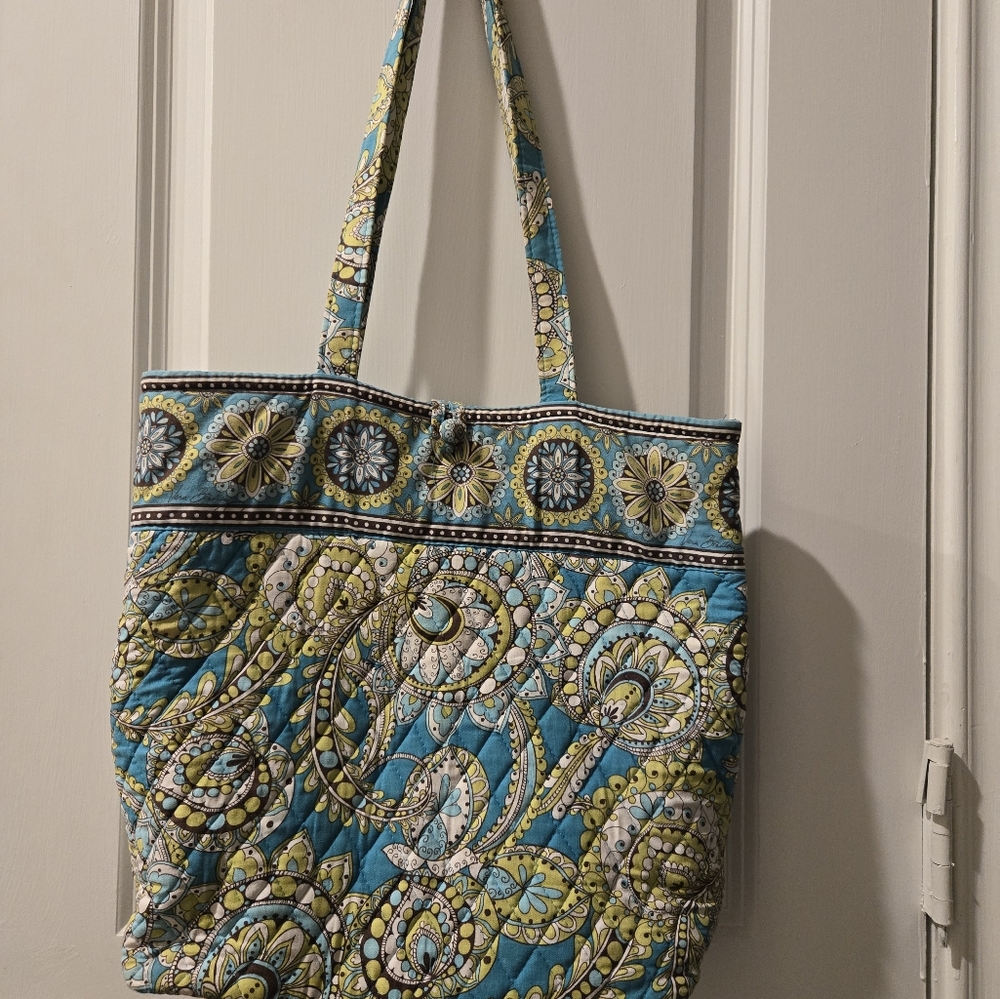 Vera Bradley Peacock Blue Green Paisley Tote Purse.
